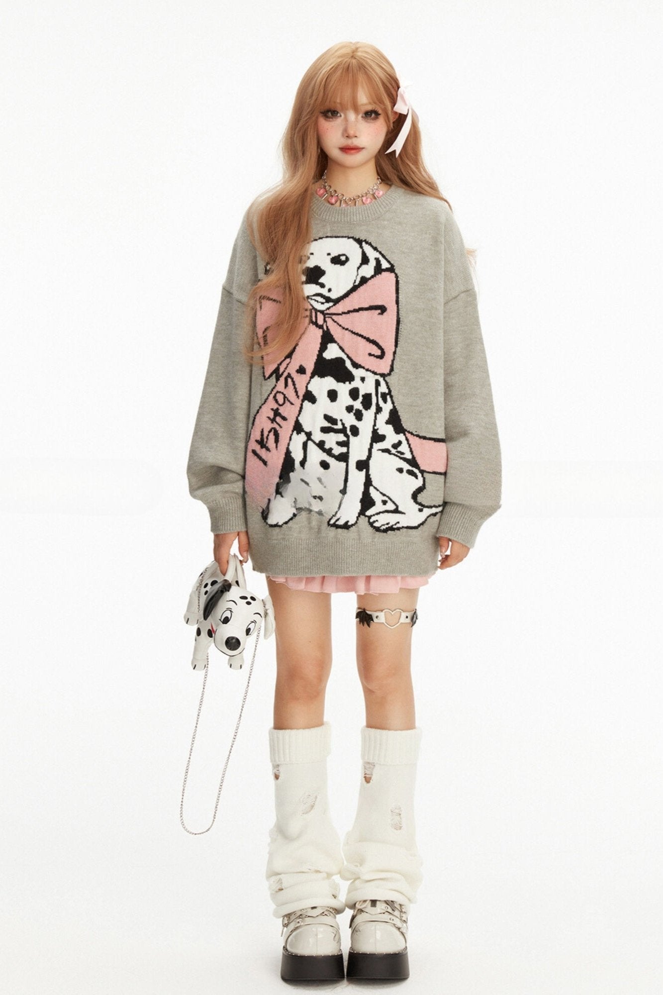 Jacquard Dalmatian Crew Neck Lo Super Waterer