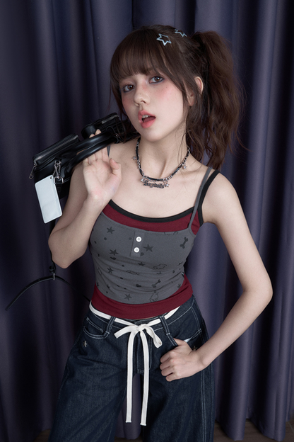 ツートンカラースプライスタンクトップス