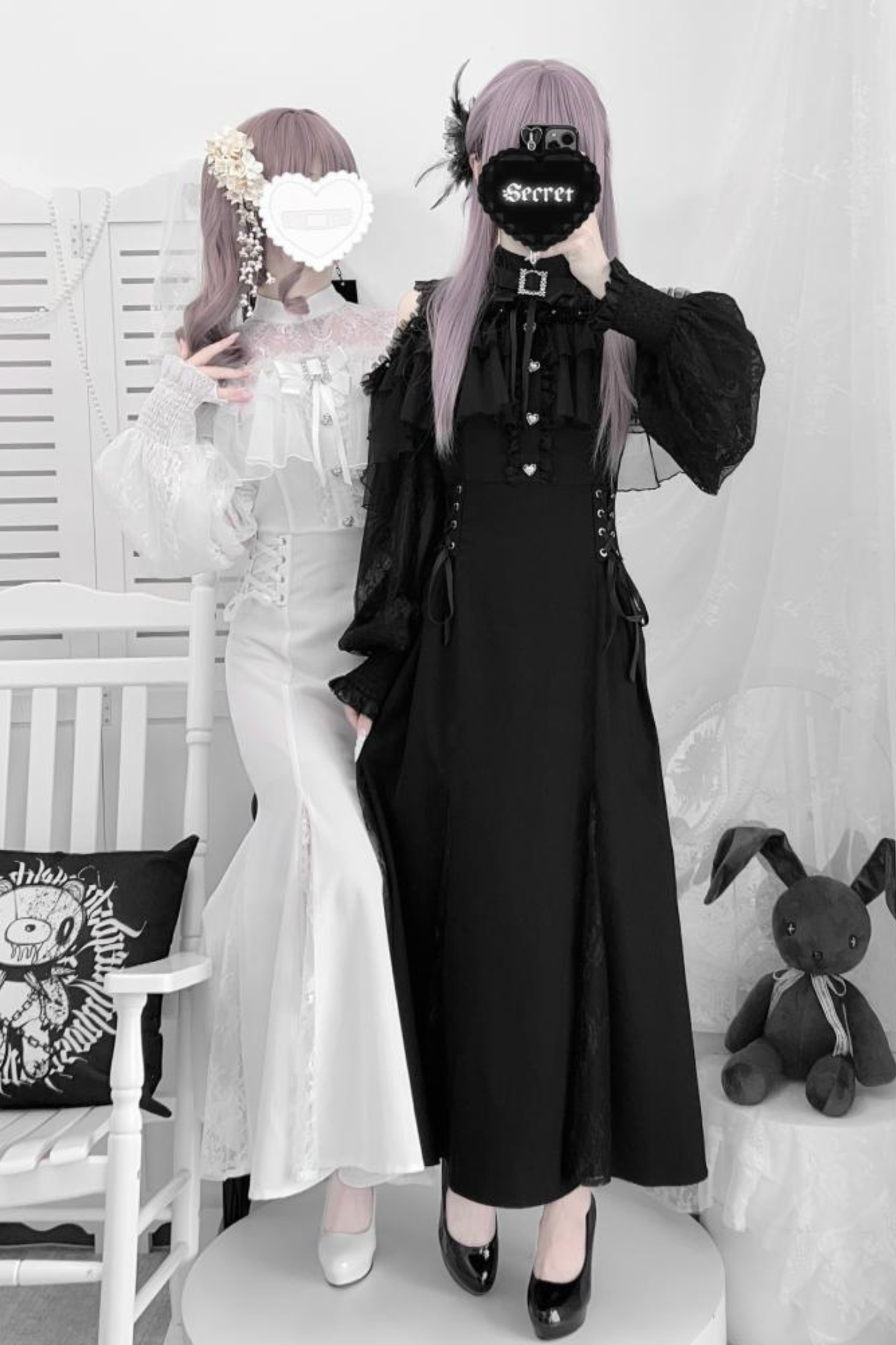 マーメイドロングガーゼスカートドレス