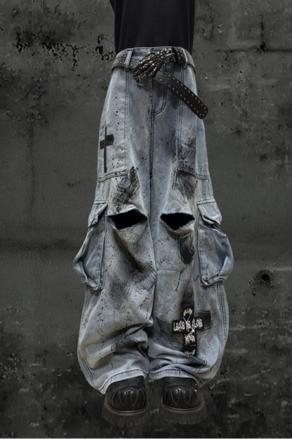 グラフィティインクワイドレッグカーゴパンツ+ベルト