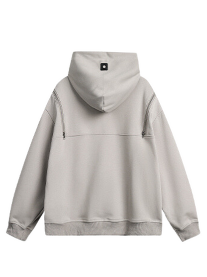 Shoulder Zip Design Hoodie Sweatshirt