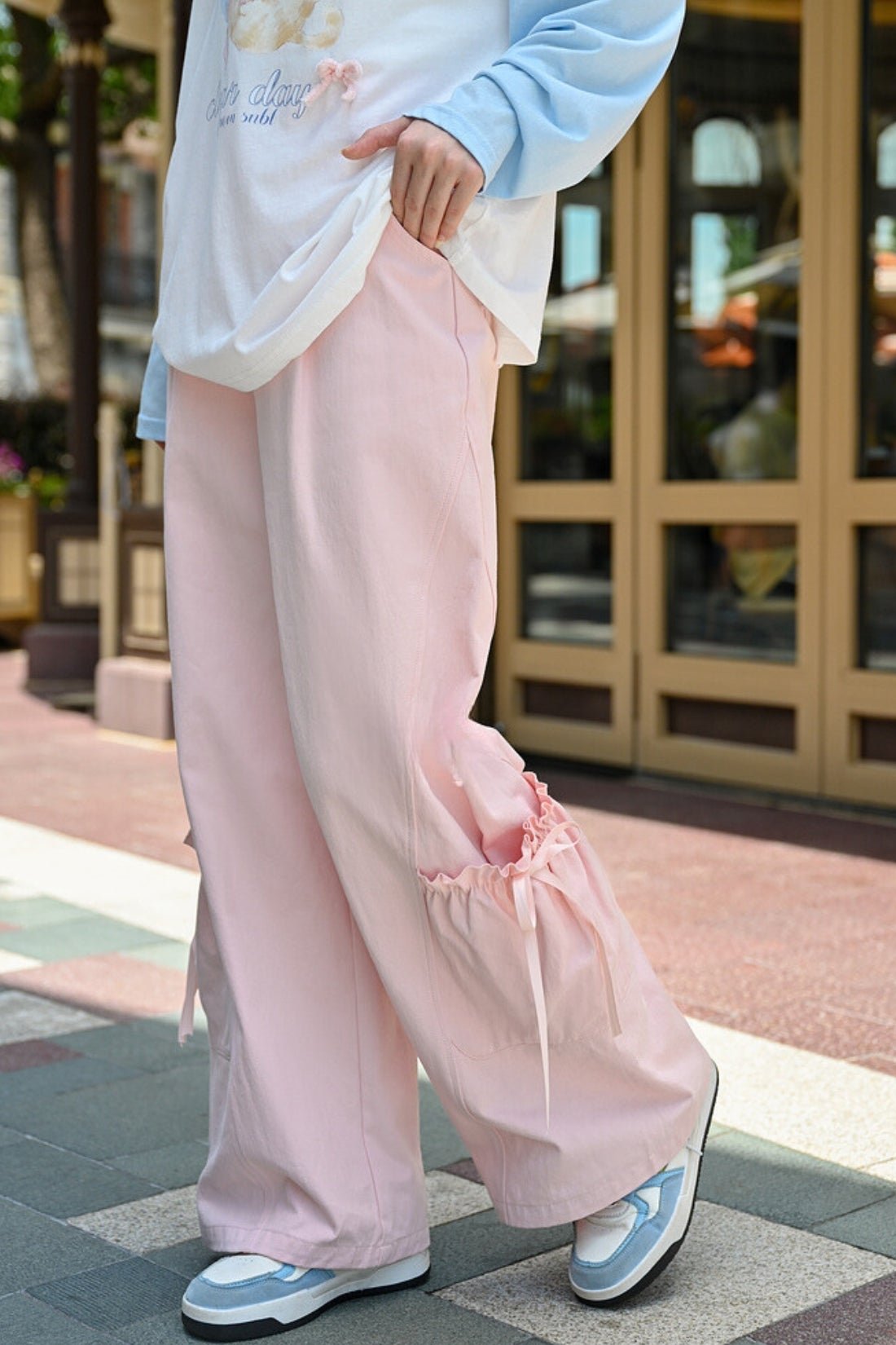 Pink Loose Casual Dopamine Pants Set-Up