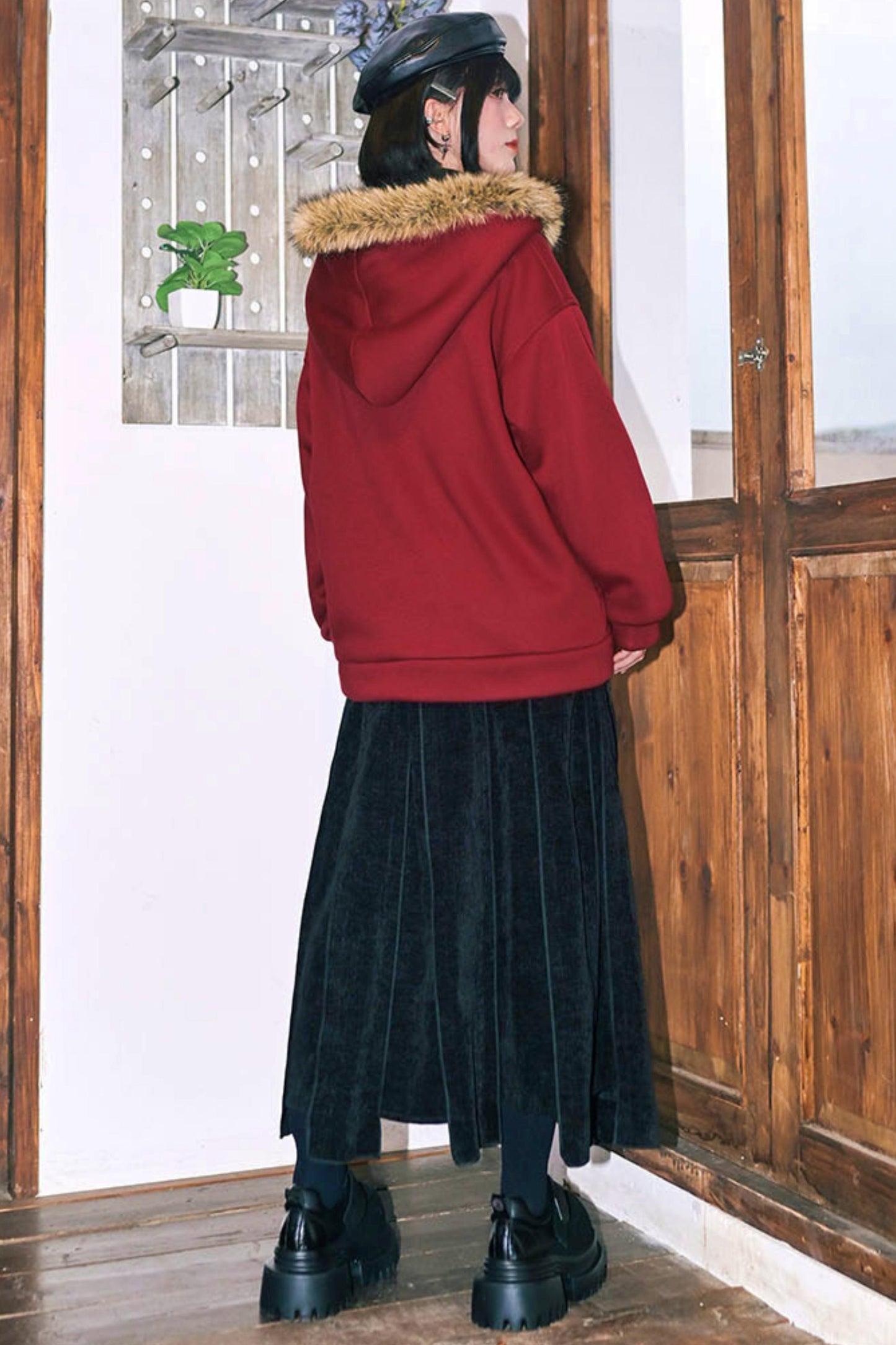 グラフィティファーカラーフーデッドフリースジャケット