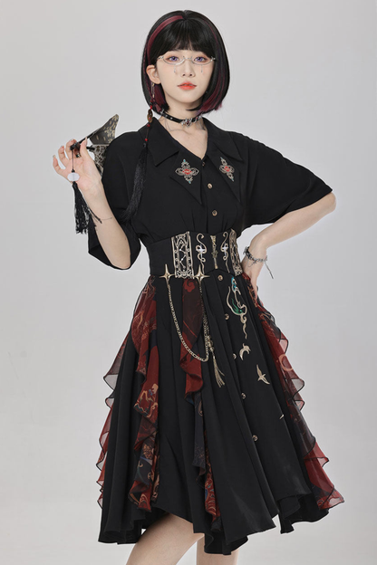 チャイナエンブロイダリードレス+ベルト+ガードル