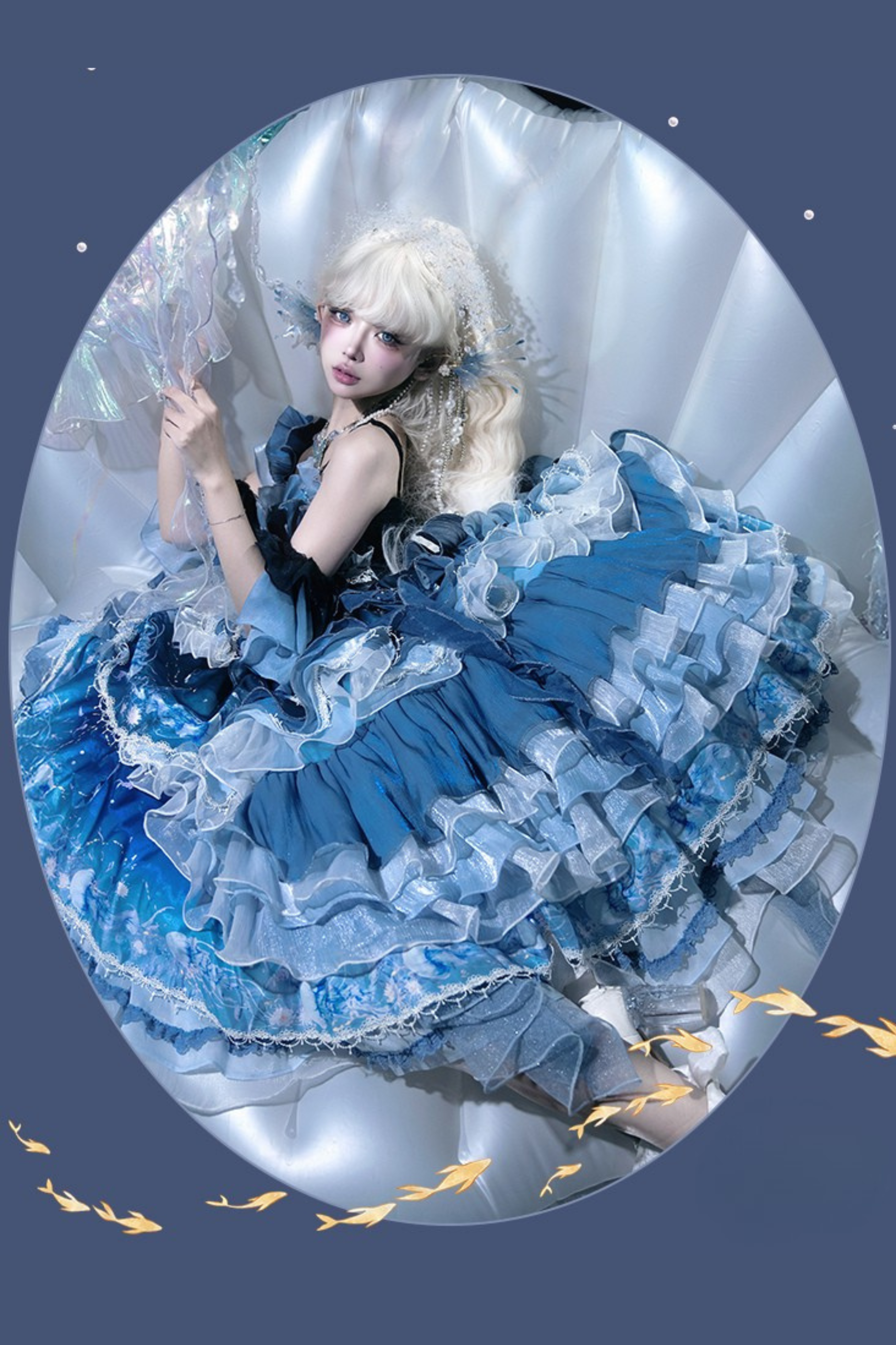 blue jellyfish dress vibrant open legs 31.50 45.08 XL 38.58 Jellyfish Gradient Fantasy Dress +