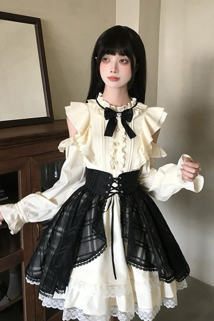 オフショルダーノーブルドレス+スカート