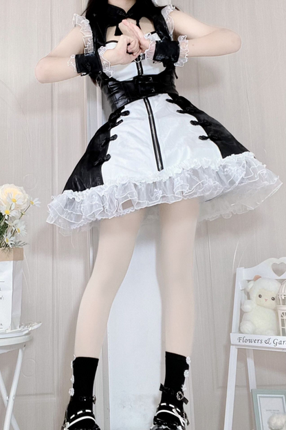 Dark Punk Black White China Stile Dress Suit