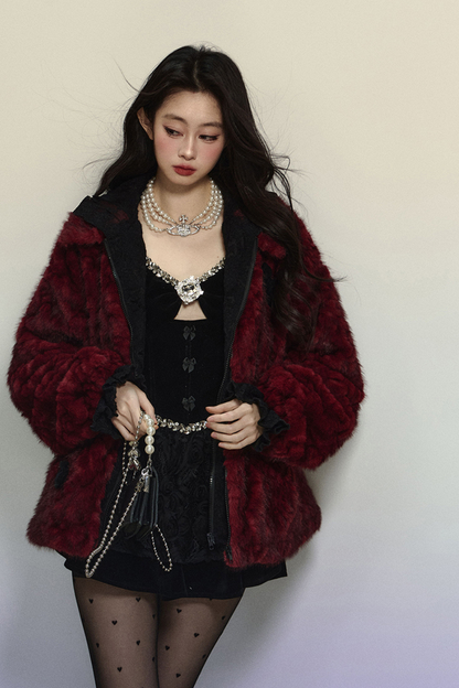 Dark Red Fur Coat