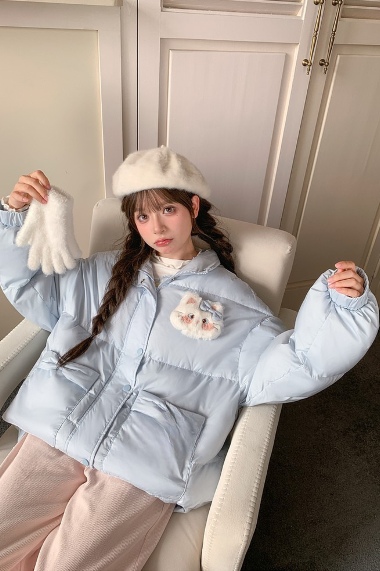 ファーキャットフードダウンジャケット