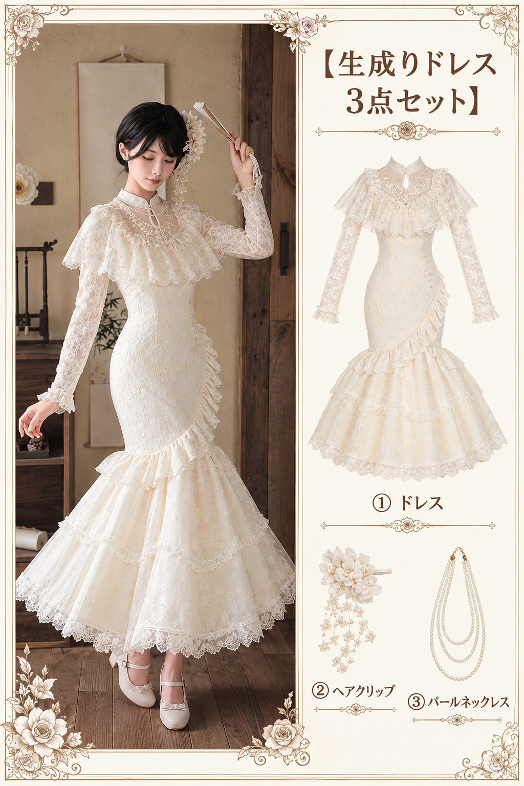 Embroidered Fishtail Qipao Dress