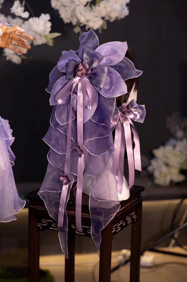 [Scadenza prenotazione 28 giugno] Accessori della serie sweet lolita floreale rosa x verde/rosso/viola/verde (choker, copricapo con velo floreale, fermagli per capelli, polsini da polso)