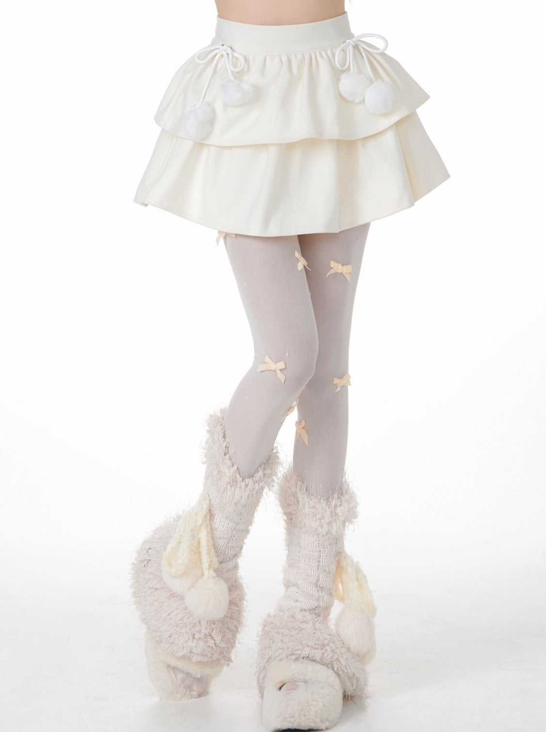 Snow Fur Ball Flared Skirt [Reserved Item