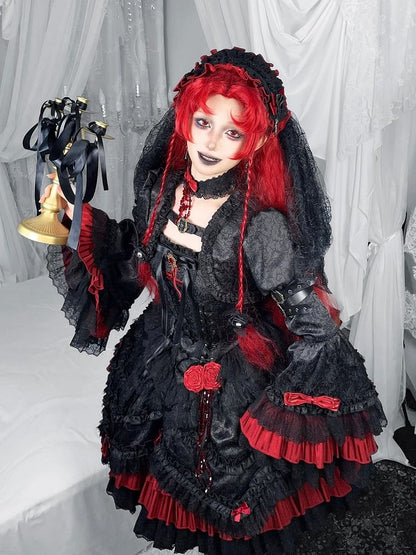 【4月21日予約締切】ブラッドフィーストダークゴシックローズクロスコルセットサスドレス＋ベルスリーブショートジャケット＋アクセサリー