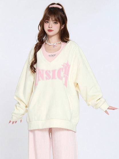 American Lazy Niche Sweatshirt Two Piece Set