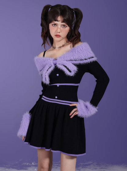 Girl Fighting Spirit Dark Fur Dress