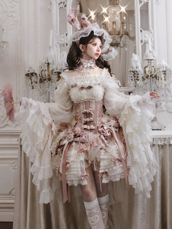 【4月8日予約締切】スウィートロリータバニーレースコルセットトップ＋姫袖シャツ＋スカート＋バルーンパンツ