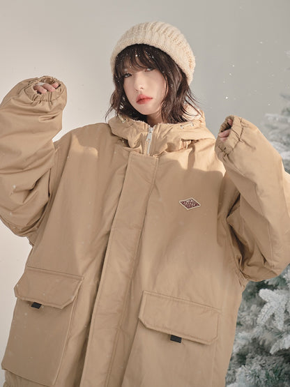 Hoodie Loose Boa Liner Cotton Jacket Coat