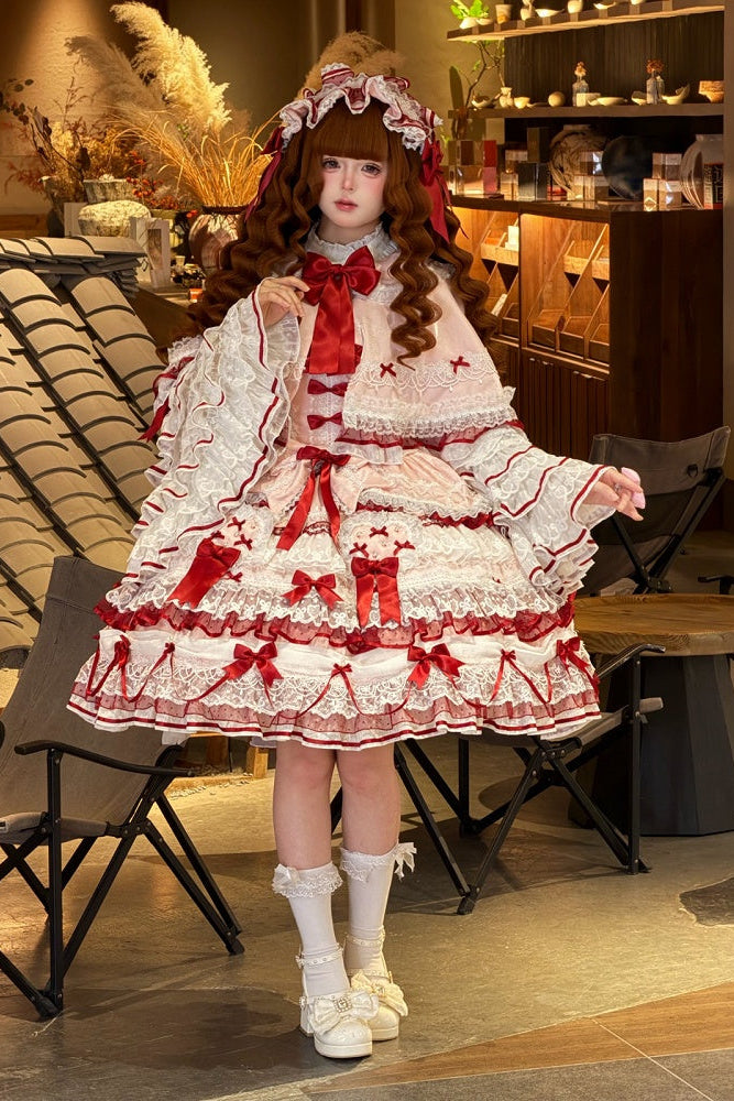 [Vorbestellfrist 13. Juli] Blau x Weiß/Rot x Rosa süße Lolita-Kaninchenserie Hasenohren-Spitzen-Schleifen-Umhang