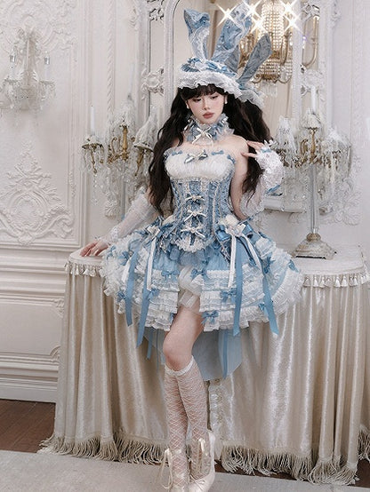 【4月8日予約締切】スウィートロリータバニーレースコルセットトップ＋姫袖シャツ＋スカート＋バルーンパンツ