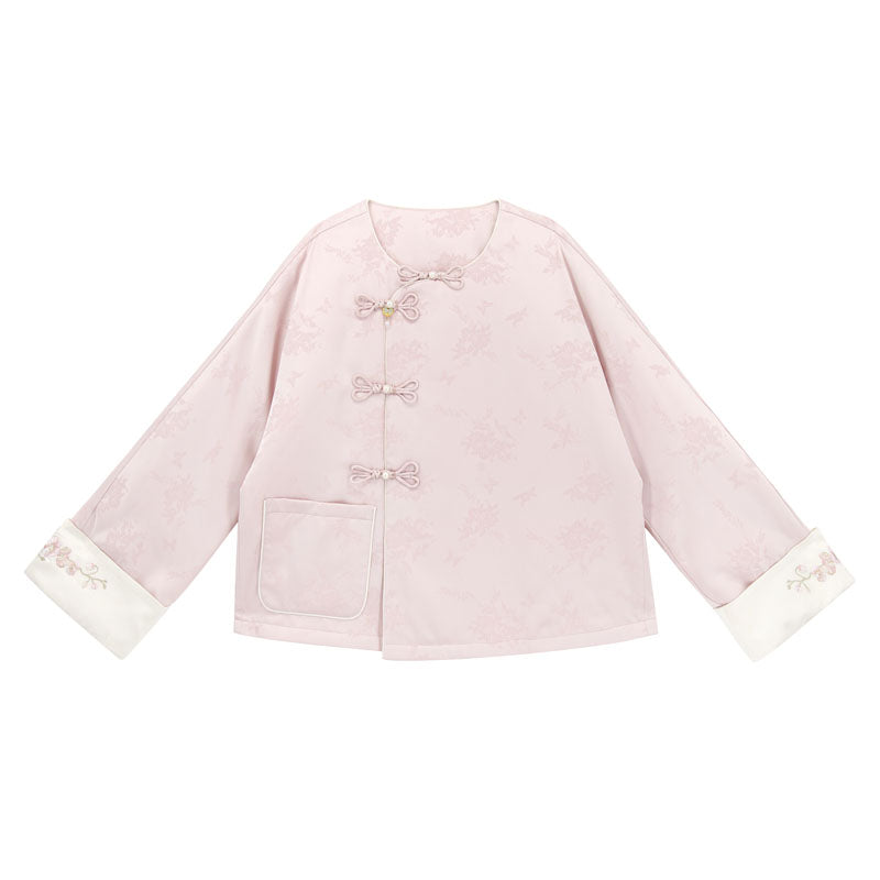 Cherry Blossom Placket Padded Jacket