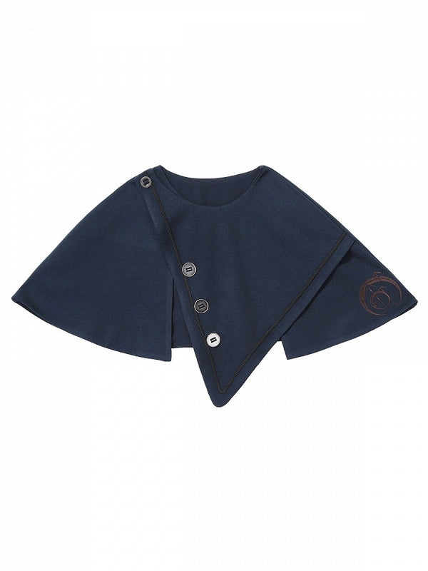 【10月6日予約締切】Dark Navy X Brown Prince Lolita Asymmetrical Cape + Black Knit Top + Leg Ring Shorts + Belt With Pockets + Scarf Ouji Fashion
