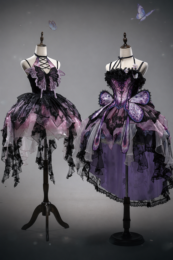 [Producto en reserva] Conjunto de vestido de princesa gótica de hada mariposa