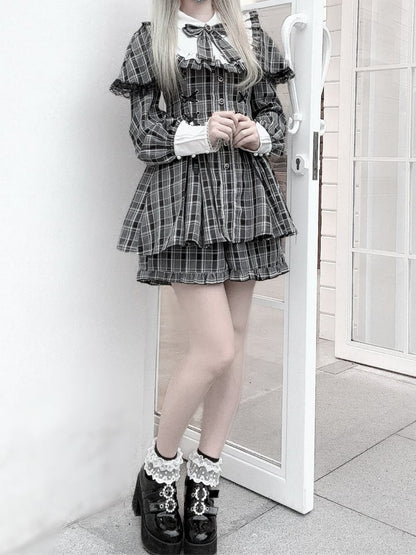 【1月20日予約締切】リボンフリルカラーケープレースアップドレスセットアップ