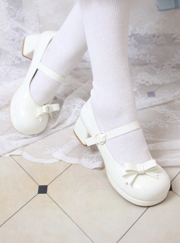 Lolita Round Toe Ribbon Mary Jane Heels