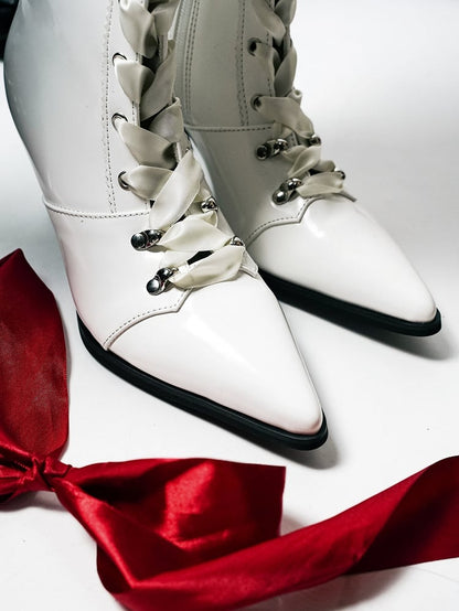 【12月19日予約締切】ポインテッドトゥゴシックロリータロングブーツ＋ブラックレーススペシャルバージョン