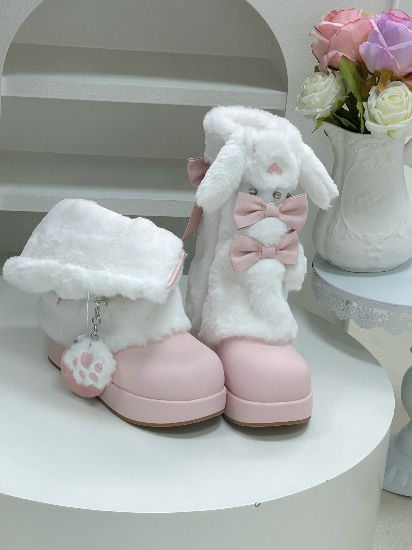 うさ耳ファーリボン厚底ブーツ