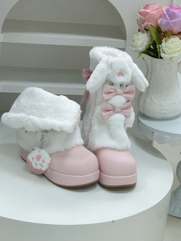 うさ耳ファーリボン厚底ブーツ