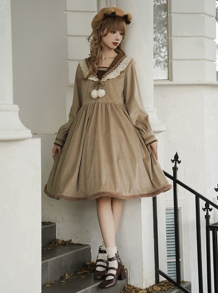 Coco Diary Volume Dress x Girly Coat + Ruffle Skirt