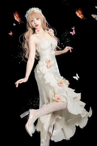 Amour Rose Bianca White and Blue Mermaid Dress Set