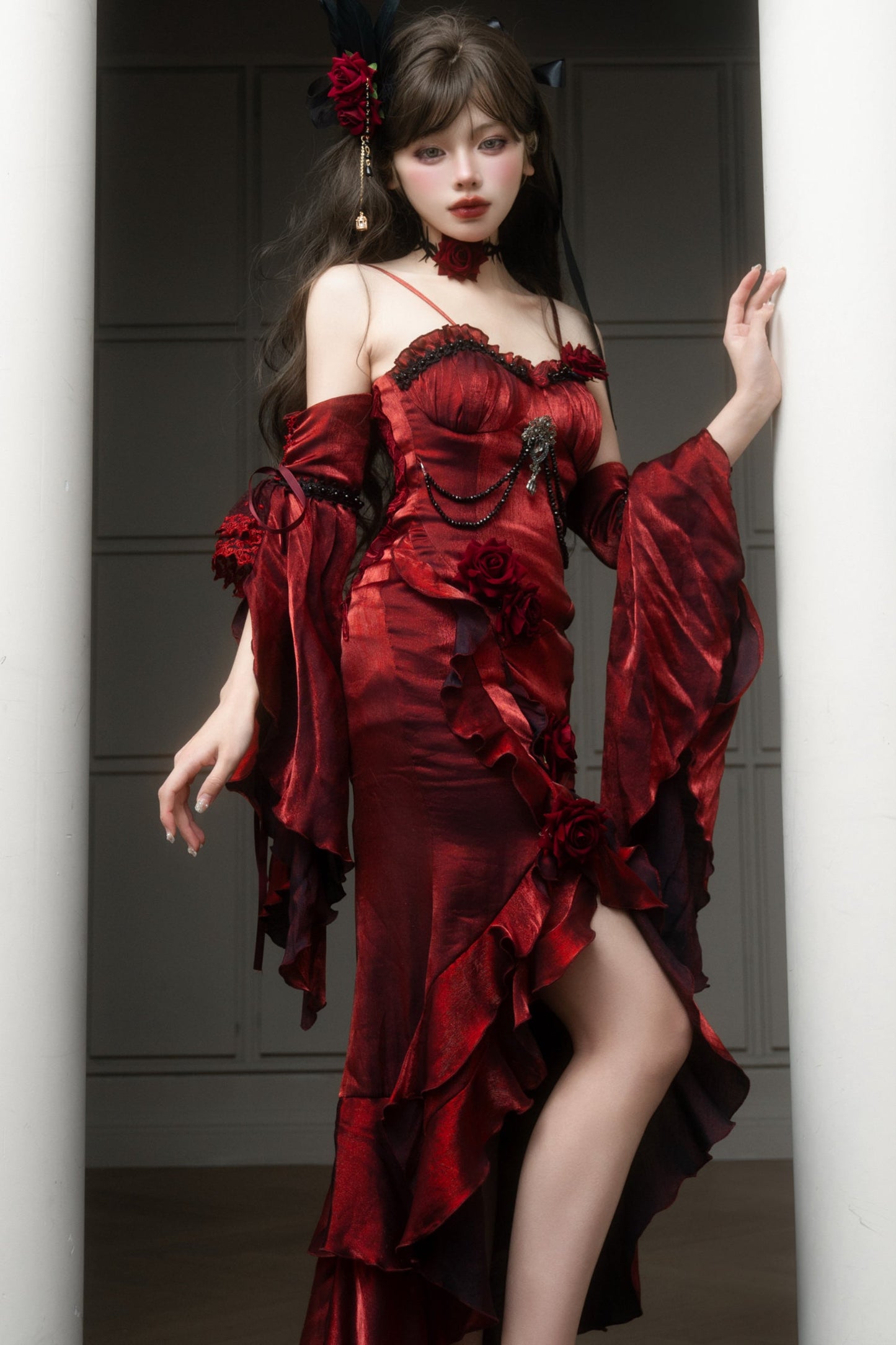 Amour Rose Burgundy Wizard of Oz Serena Purple Mermaid Dress Set