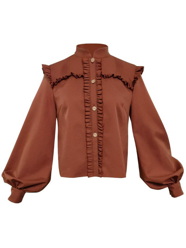 レトロスノージャンパースカート+エレガントブラウス