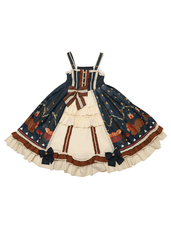 レトロスノージャンパースカート+エレガントブラウス