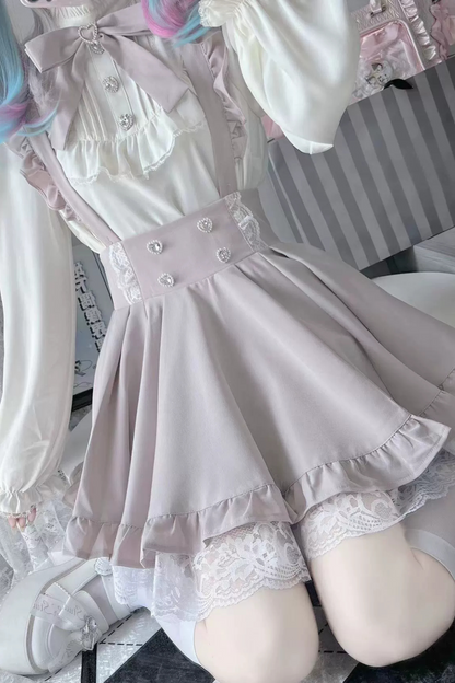 Pastel cute suspender skirt