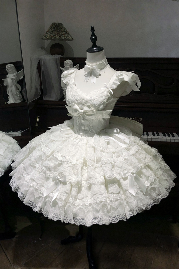【予約商品】プリンセスバレエケーキロリータドレス+ヘアバンド+ネックレス+スリーブ+テール