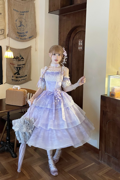 【予約商品】バレエスタイルエレガントドレス+ハット+ヘアバンド+リボンテール