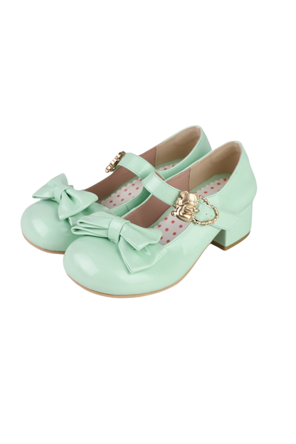 Glossy Sheep Bowknot Shoes