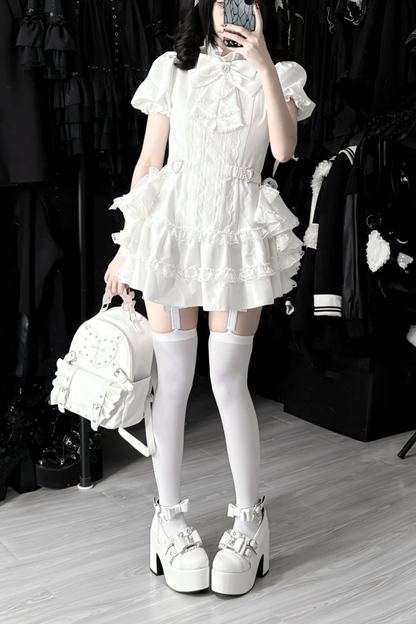 パフスリーブエレガントゴシックスタイルトップス+パンツ