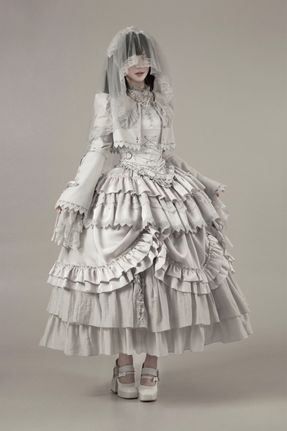 ゴシックロリータスカート+コルセット+ベール+ネックレス+ウエストチェーン