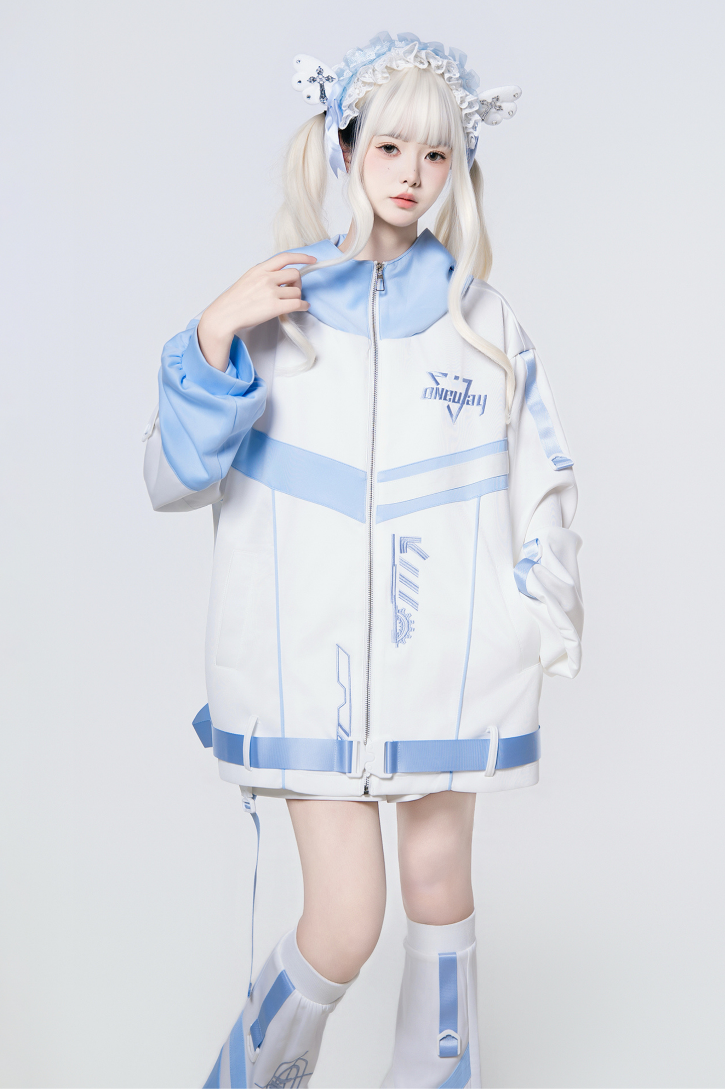 サイバーサブカルジャージジャケット+ショートパンツ+レッグカバー