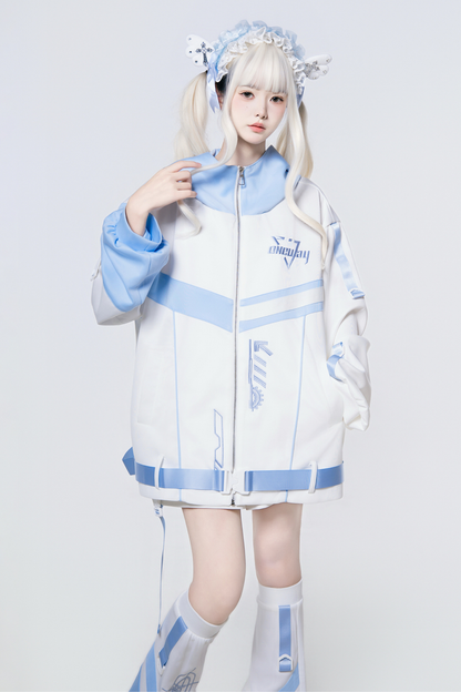 サイバーサブカルジャージジャケット+ショートパンツ+レッグカバー