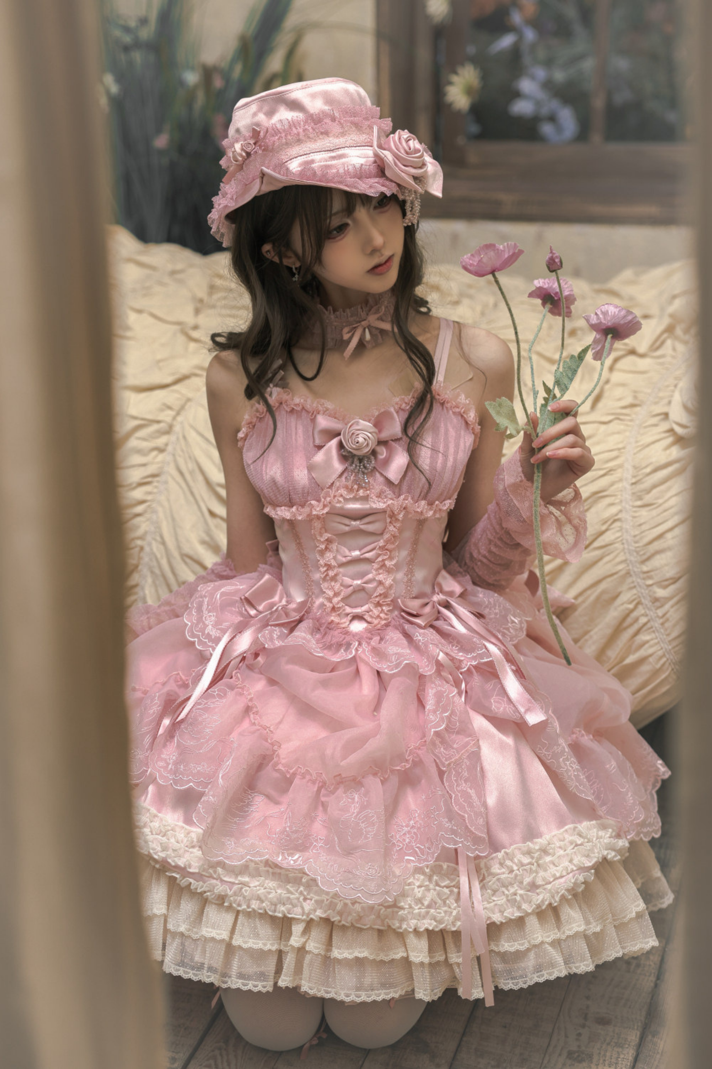 Moon River Lolita Puff Sleeve Top + Vest + Skirt