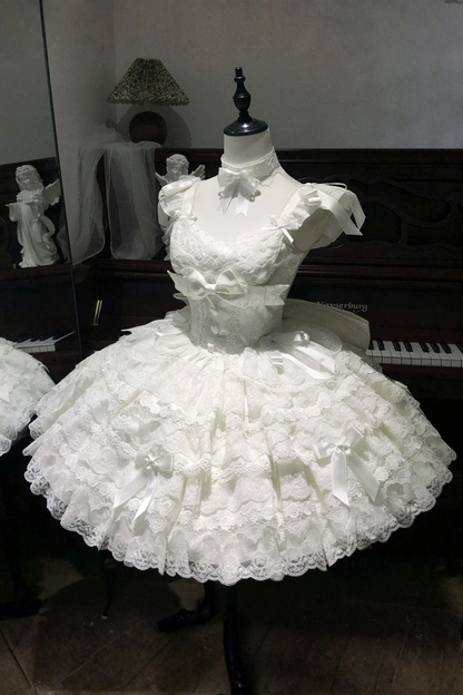 【予約商品】プリンセスバレエケーキロリータドレス+ヘアバンド+ネックレス+スリーブ+テール