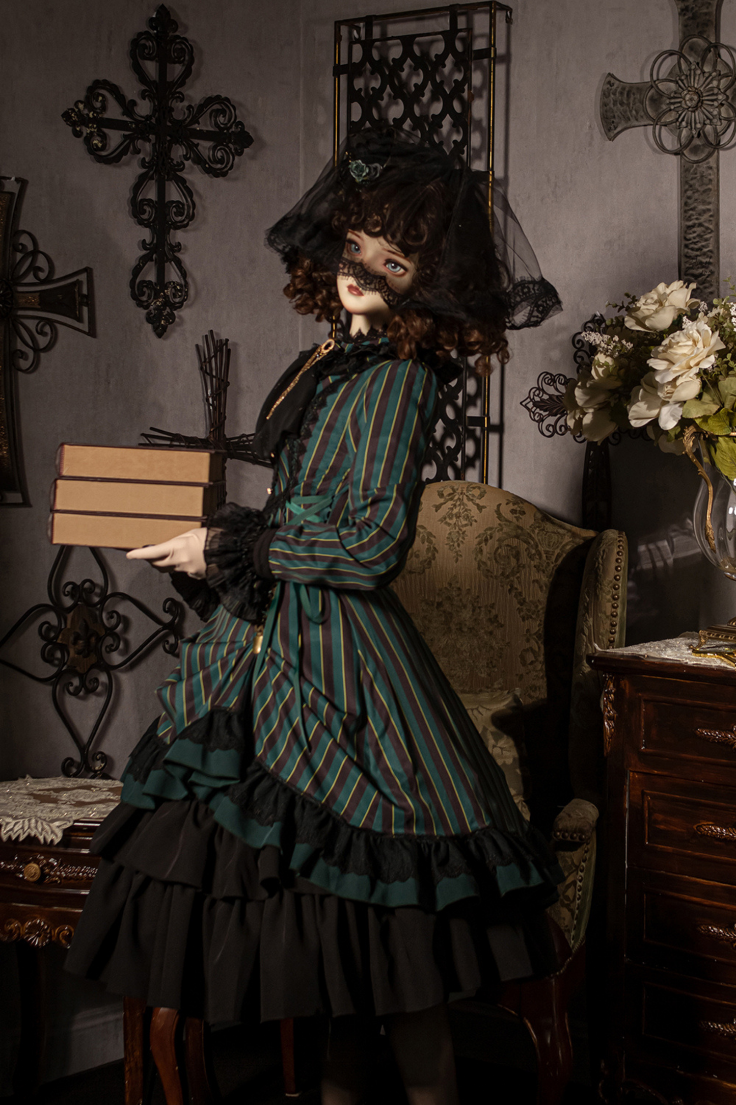 Retro Striped Elegant Gothic Lolita Dress