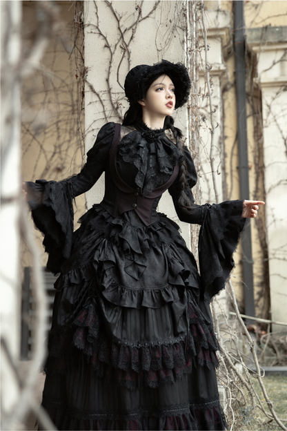 [3월 16일 예약마감] 빅토리아 릴리스 고딕 로리타 셔츠 + 조끼 + 스커트