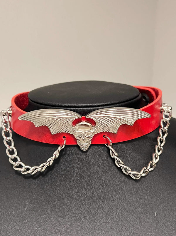 Skull Devil Wing Choker Necklace