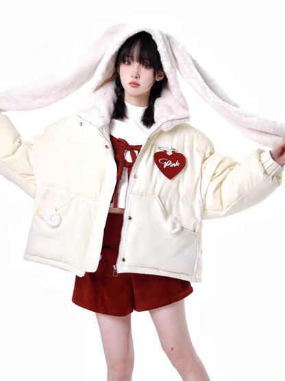 Sweet rabbit jacket + panda jacket + high neck top + shorts + flared skirt